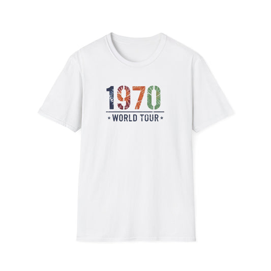 1970 World Tour T-Shirt — Retro Floral Vintage Concert Tee